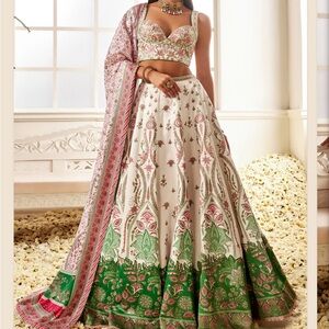 White Multicolor Floral Printed Lehenga